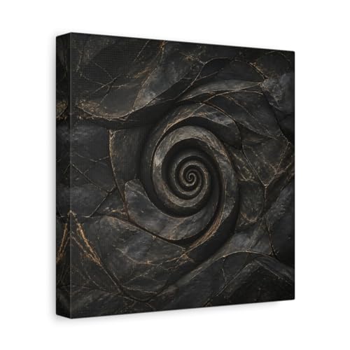 Toile canvas spirale de pierre abstraite sombre de 25x25 cm pour salon