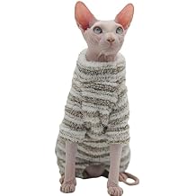 Thick, Warm,Winter Four-Legs Hairless Cat Sweater for Sphynx, Devon Rex, Cornish Rex, Abyssinian, and Small Kitten Breeds, Medium