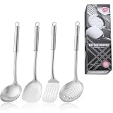 4 Piezas Utensilios De Cocina Acero Inoxidable, Espatula Cocina Acero Inoxidable, Muy Adecuado Para Cocinar, Recoger y...