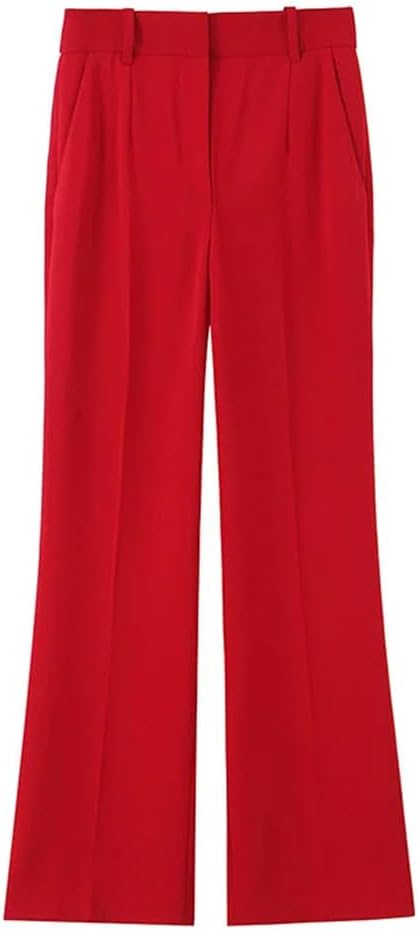 Women's Solid Color Front Zipper Pleated Flared Pants