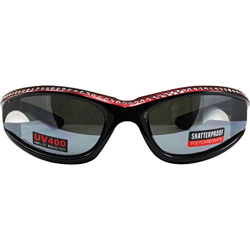 Global Vision Eyewear Marilyn 11 Ladies Motorcycle Sunglasses Riding Glasses with Flash Mirror Lenses Bling2