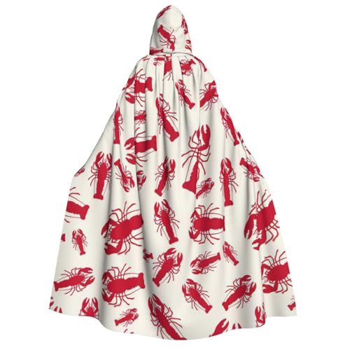 Cape à capuche homard rouge imprimé réaliste vêtement de fête mixte confortable