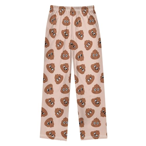 Boys' Pants Poop Face Brown Long Bottoms Jogger Pants Elastic Waist Trousers with Pockets S-XL2