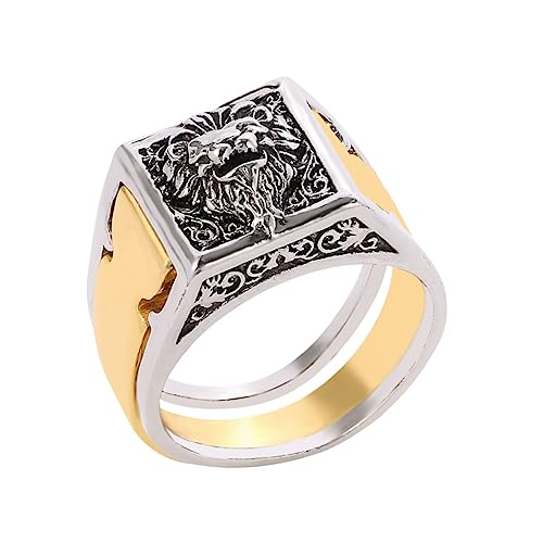 DEARMAMY 4 Piezas anillo de caja de anillos de moda secreto anillos de anillos para mujer nudillo anillos estéticos anillos de leon para hombre anillos de hombre aleación Silver