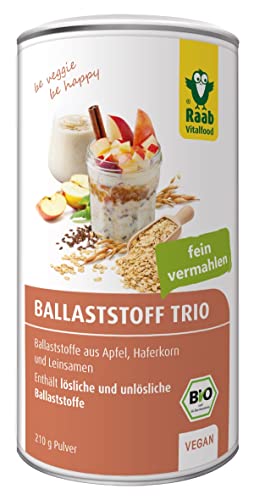 Raab Vitalfood Bio Ballaststoff Trio (210 g) I mit Apfelfaser, Haferkorn und Leinsamen aus Bio-Anbau I hoher Ballaststoffgehalt I fein vermahlen I Ideal für Porridge und Müsli