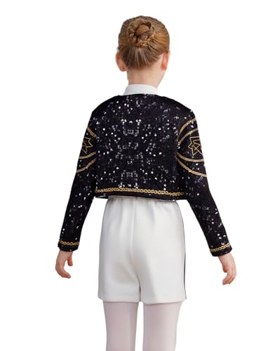 Sxiwei Kids Girls 3Pcs Long Sleeve Outerwear and Vest with Bottoms Concert Popular Singer Fashion Print Outfits Type B 8-9 Years2