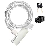 ROCKBROS 自転車 鍵 ロック ワイヤーロック 頑丈 盗難防止 横断面直径約13mm ケーブルロック 亜鉛合金 防水 錆びにくい 携帯便利 長115cm ロードバイク MTB クロスバイク バイク 鍵2本付 ホワイト/透明