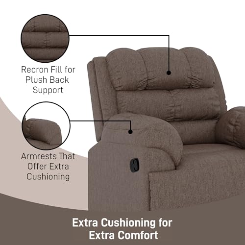 Image of Amazon Brand - Solimo Avalon Single Seater | Premium Mosha Fabric | Manual Recliner | Brown