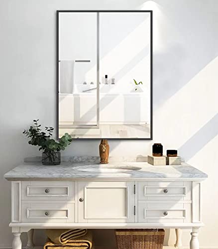 Bathroom Mirror 30X40, Black Wall Mounting Mirrors 40X30 Inch, Metal Frame Vanity Mirror 30 By 40, Rectangle Matte Framed Mirror For Wall, Rectangular Right Corner Mirror, Hang Horizontal Or Vertical #TOP1
