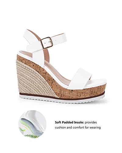 Image of Coutgo Women's Espadrille Wedge Platform Sandals Open Toe Ankle Buckle Strap Casual Summer Shoes