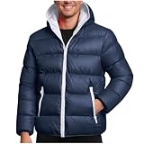 KOG Winterjacke Herren Steppjacke Baumwolle Dufflecoat Warm Daunenjacken Kleidung Junge ĂĽbergangsjacke Herbst Strickjacke Casual Wollmantel Fleecemantel Hoodie Jacke Cordjacke Dunkelblau 4XL