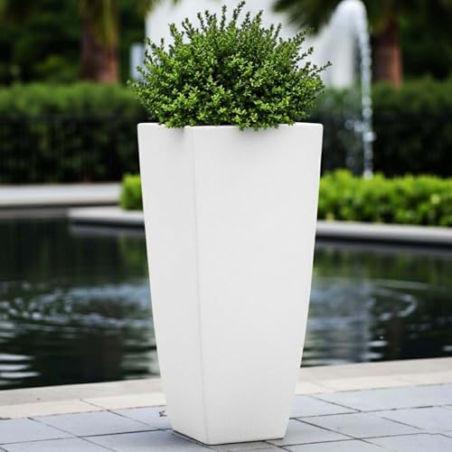 Image of Go Hooked Matrix 26 Inch Big Flower Pot | Outdoor & Indoor Planter for Balcony, Garden & Terrace | Durable Lightweight Decorative Polymer Pot for Live & Artificial Plants (White)