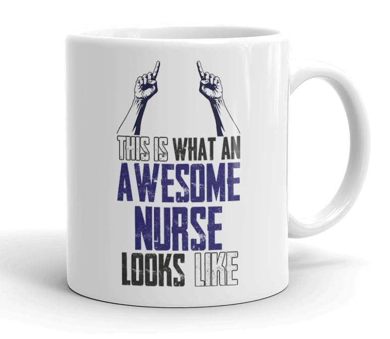 VIROSA Funny Nurse Mug – “This is What an Awesome Nurse Looks Like” – Gift for NHS Heroes or Colleagues – 11oz Ceramic Cup for Birthday or Thanks