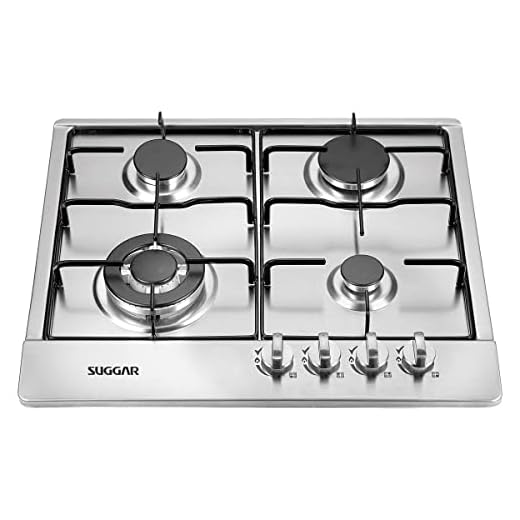 SUGGAR COOKTOP A GÁS 4 BOCAS MESA EM AÇO INOX TRIPLA CHAMA LATERAL BIVOLT FG4134IX