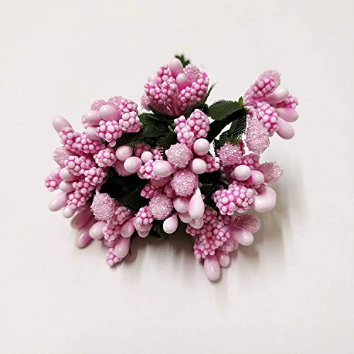 Image of Prokart Premium Pollen Flowers for Hair Accessories, Tiara Making, Jewelry Making and Dress Decoration | 4 Bunch of 12 Pollen Each | (Pack of 48 Pcs) (Pink)