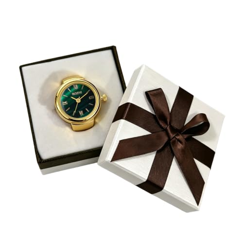 Image of JewelryWe Finger Watch for Women - Stretchy Elastic Band Round Simple Dial Quartz Ring Watches for Daily and Office