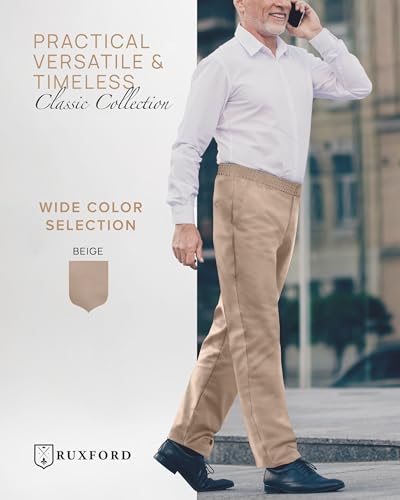 Ruxford Men's Relax Fit Elastic Waist Pants - Adaptive, Casual Twill, 30-43+ inches, Black, Khaki, Navy, Gray 5