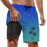 Short de bain court pour homme avec compression - Respirant - Couche intérieure - Short d'...