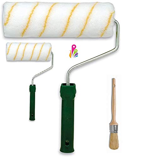 ECOCCEL, Pack rodillos antigota y brocha virola. Calidad profesional. Rodillos de 33 y 11 cm, brocha virola nª8 Cover
