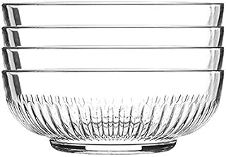 Argon Tableware 4 Piece Campana Glass Serving Bowls Set - Vintage Clear Kitchen Mixing Snack Bowl Dishes - 17cm