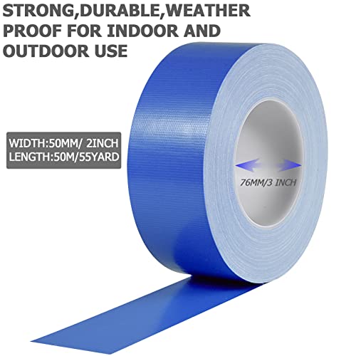 Image of Duct Tape, Industrial Grade Multi-Purpose Blue Duct Tape 2 Inches x 55 Yards Blue Tape, Heavy Duty, Waterproof, Tear by Hand, No Residue, for Home Improvement, Repairs, Projects (Blue)