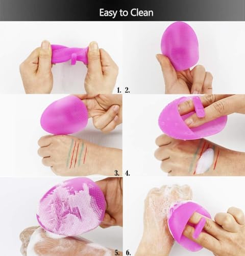 VOUM Silicone Facial Scrubber,Face Cleansing Brush,Mini Manual Silicone Face Scrubber Face Massager Brush Anti-Aging Skin Cleanser and Deep Exfoliator Makeup Tool for Girl Sister Women,2 PCS - Image 6