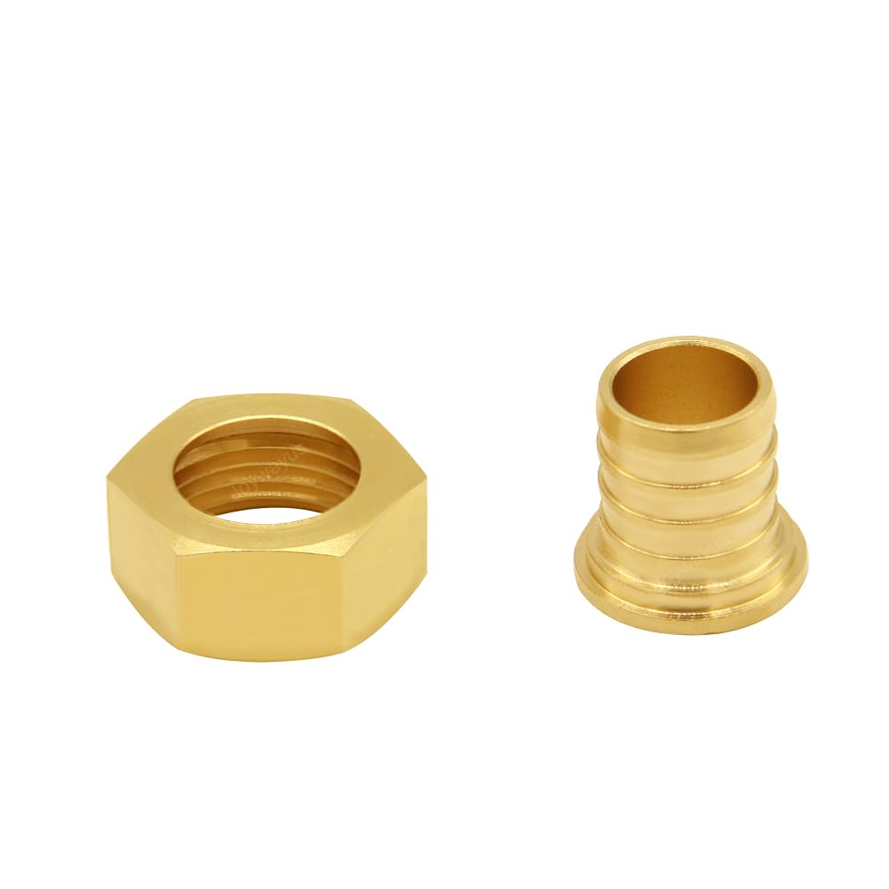 Joywayus Raccordo per tubo dell'acqua da giardino con filettatura femmina da 1,9 cm x 1,9 cm, girevole, esagonale, in ottone, per casa, barca, prato, lavaggio elettrico, irrigazione (confezione da 3)