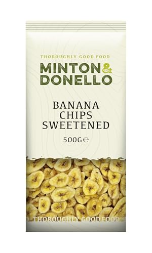 Minton & Donello - Banana Chips Sweetened 500g - Suitable for Vegans and Vegetarians - Healthy Snack - Lunchbox Snack