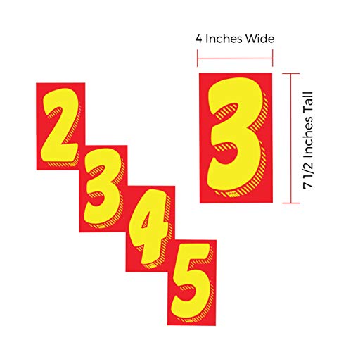 EZ Line Vinyl Decals for Cars Red and Yellow Large Number Stickers 11 Dozen Windshield Numbers Pro Pack Dealer Supplies EZ136