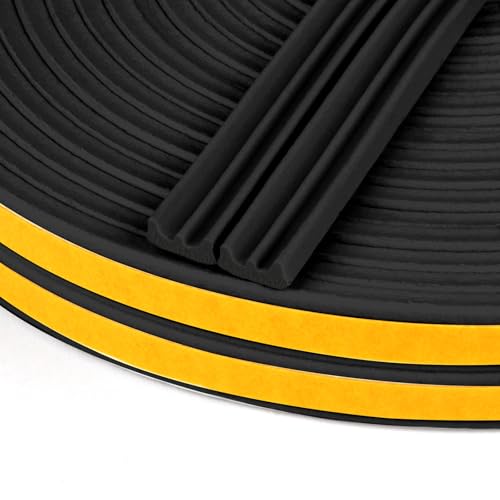 Flintronic Cinta Selladora Espuma, 2 Rollos 5M Burletes Puertas Tira de Sellado, 9mmx4mm, Espuma Burlete Adhesivo de Alta Densidad, para Anti Frío, Aislante, Ruido y Colisión(Negro)