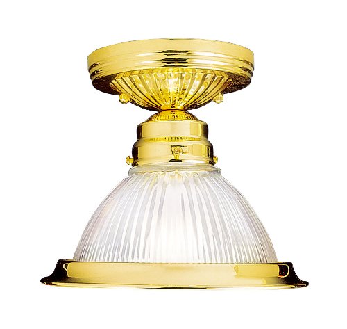 Buy 1 get 1 Livex Lighting 6006-02 Flush Mount with Clear Ribbed Glass Shades, Polished Brass