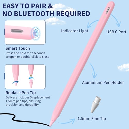 iPad Pencil for 9th & 10th Generation, Fast Charge Stylus Pen for (PK) - image 5