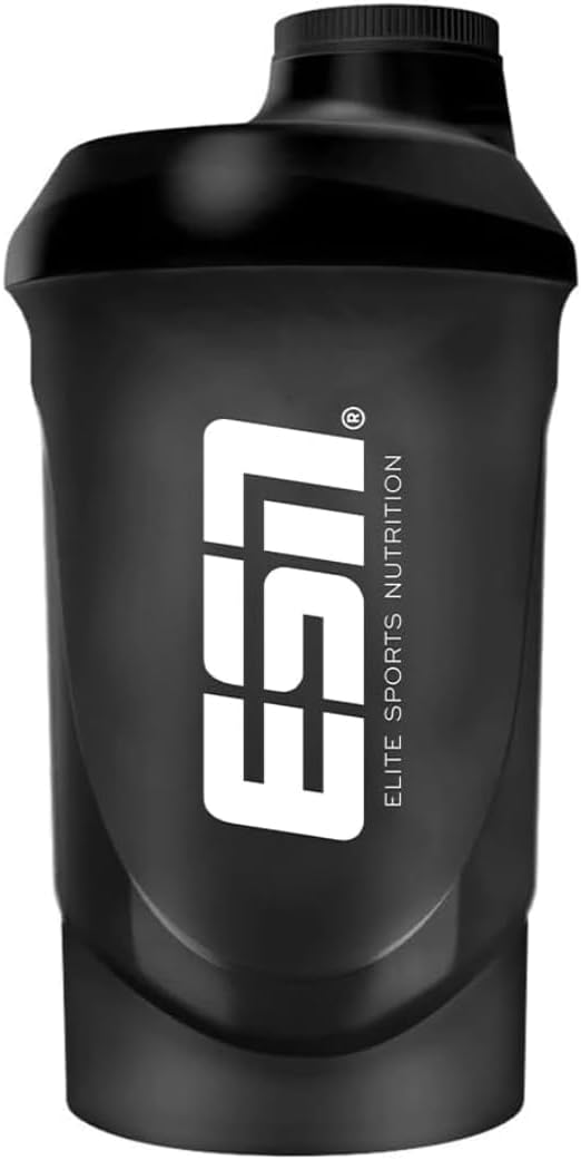 ESN Shaker, Black, 600 ml, Leak-Proof, Shaker with Measuring Scale for Easy Dosing, BPA & DEHP Free