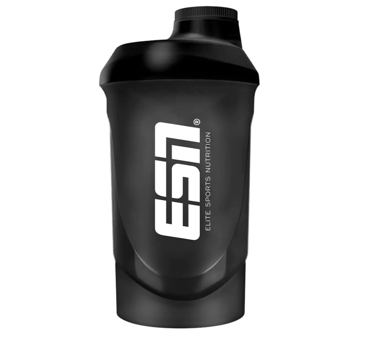 ESN Fitness Shaker Bottle, 600ml, Black, Reusable, BPA Free for Protein Shakes and Mixed Drinks
