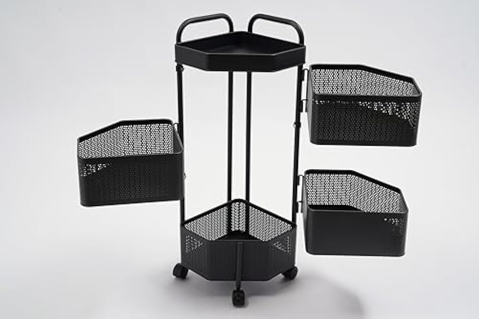 Rolling Storage Cart, 4-Tier Kitchen Storage Rack with Removable Baskets & Handles, 10.62x10.62 Inch Kitchen Counter Corner Storage for Pantry, Bathroom, Fruits, Vegetables, Snacks (White)-gMW3jN41