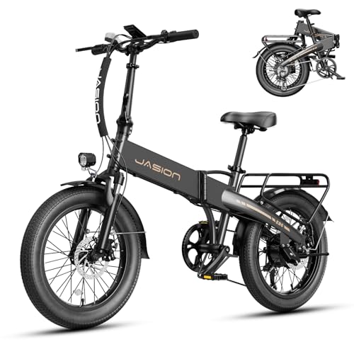 Jasion EBS 20" Foldable Electric Bike Fat Tire for Adults, 1000W Peak, 48V Removable Built-in Battery, 23MPH 50 Miles Range Commuter Electric Bike with Aluminum Frame for City, Mountain, Snow-BN