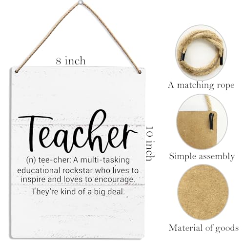 UYIKG Teacher Definition Decor -Teacher Office Wall Art Decor -School Office Wood Hanging Sign -Wooden Slogan Hanging Sign for Teacher's Office Classroom 8x10 Inch - Image 6