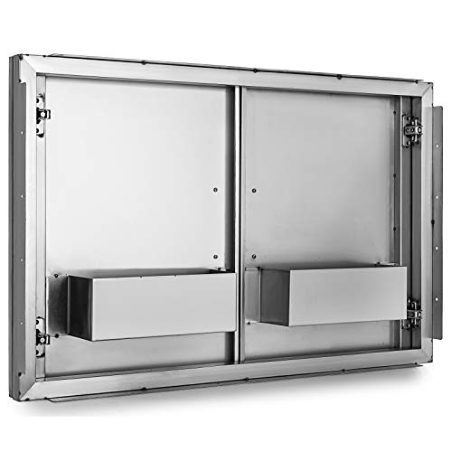 Mophorn Outdoor Kitchen Access 30"X 23" Wall Construction Stainless Steel Flush Mount For Bbq Island, 30W X 23H, Double Door With Built-In Basket #TOP4