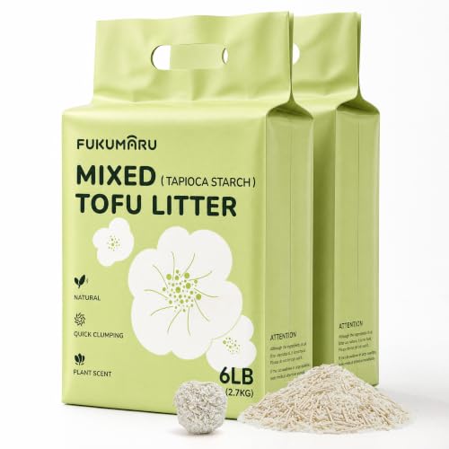 Image of FUKUMARU Tofu Cat Litter, Cassava Blend, Clumping, Odor Control, 12lb | Cassava Blend, Firm Clumping, Easy Scooping, Odor Control, Gardenia Scent