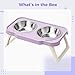 Tressify Foldable Double Bowl Cat Dishes, 15° Tilted Raised, Stainless Steel, Anti-Vomiting, Protect Spine