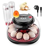 Brutautomat Vollautomatisch, Brutmaschine für 12 Eier, Temperatur & Luftfeuchtigkeit automatisch geregelt, Brutkasten mit automatischer Eierwendefunktion für Hühner, Enten und Wachteln