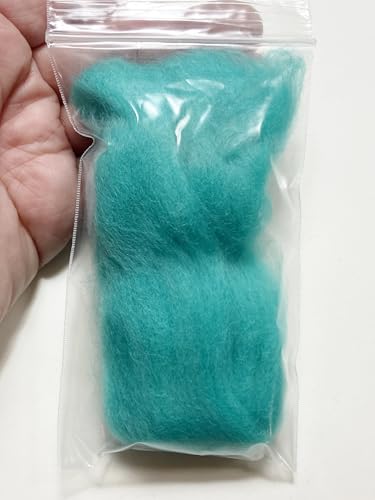LM075-005 MOREZMORE Wool Roving for Needle Felting 5g Turquoise Green Blue Merino 100% Wool Fine Grade