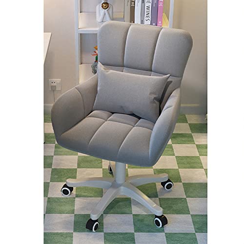 Velvet fluffy desk chaise de bureau confortable grise avec dossier et roues