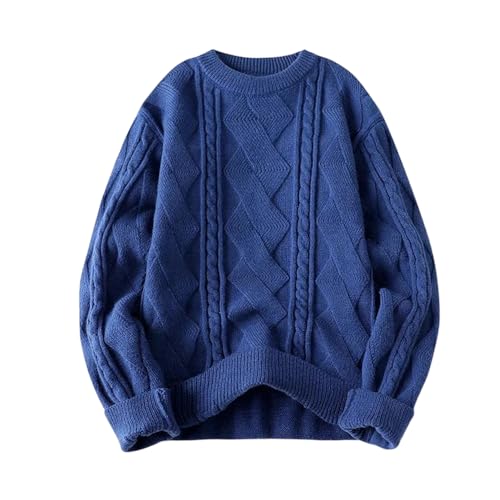 Men's Vintage Crew Neck Knit Sweater Autumn/Winter Thickened Print Pullover
