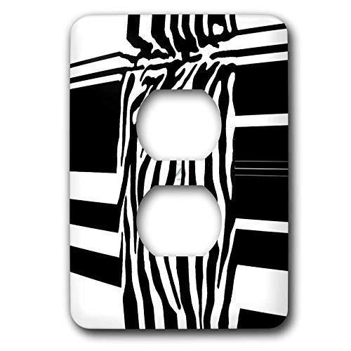 Cache-prise motif zèbre abstrait protection murale lavable et durable 3dRose - 2