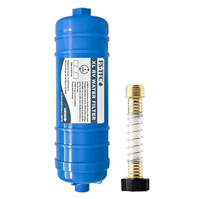 FS-TFC XL Camper/RV Water Filter with Flexible Hose Protector Reduces Bad Taste, Odors, Chlorine, Sediment for RVs and Marines, Drinking & Washing Filter
