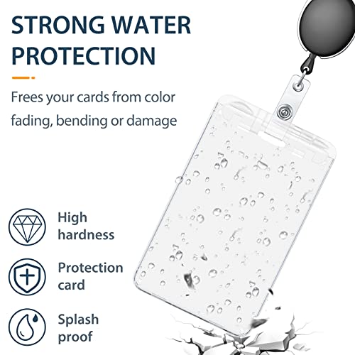 Pawfly Locking Id Badge Holder 3-Card Hard Pc Card Case With Key Pin Ultra Clear Sleeve Protector With Uv Protection For Office Card Smart Piv Cac Driver's License And Credit Card, 2 Pack #TOP5