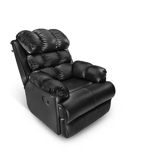 Image of Little NAP Single Amet Soft Leatherette Manual Recliner | Padded Seater Aram Sofa | Relaxing Chair for Home Office Movie Theater Room | Black