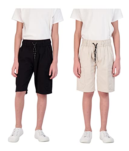 Tony Hawk Boys Twill Shorts With Cargo Pockets 2 Pack Pull On Skate Short For Kids (As1, Numeric, Numeric_14, Numeric_16, Regular, Stone-Black) #TOP1