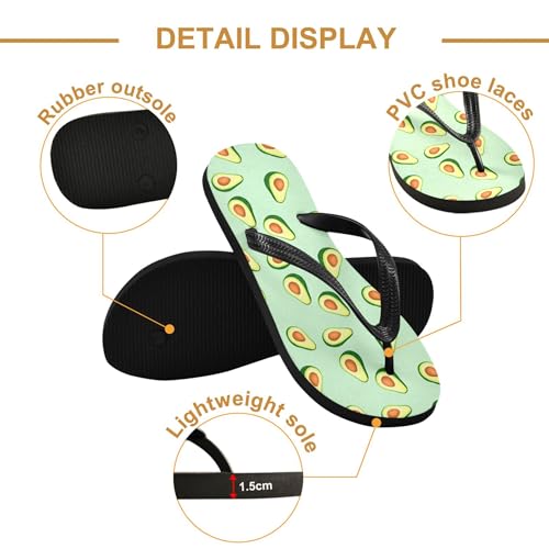 Burbuja Watercolor Avocado Flip Flops for Women Men, Soft Thong Sandals Rubber Slippers for Pool Beach Essentials3